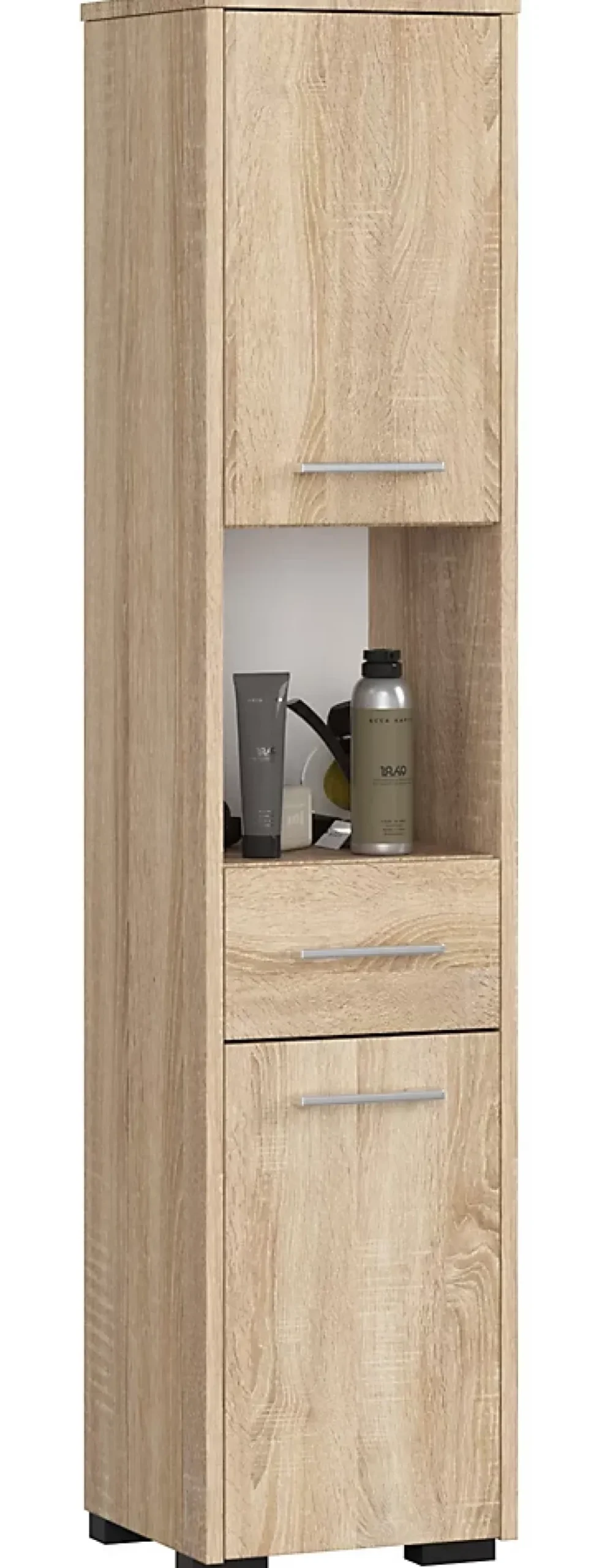 Colonne De Salle De Bains|Akord Furniture Factory Colonne salle de bains AKORD FIN Chêne Sonoma 30 cm 2 portes 1 tiroir façade Chêne Sonoma 5 étagères 30x30x140 cm