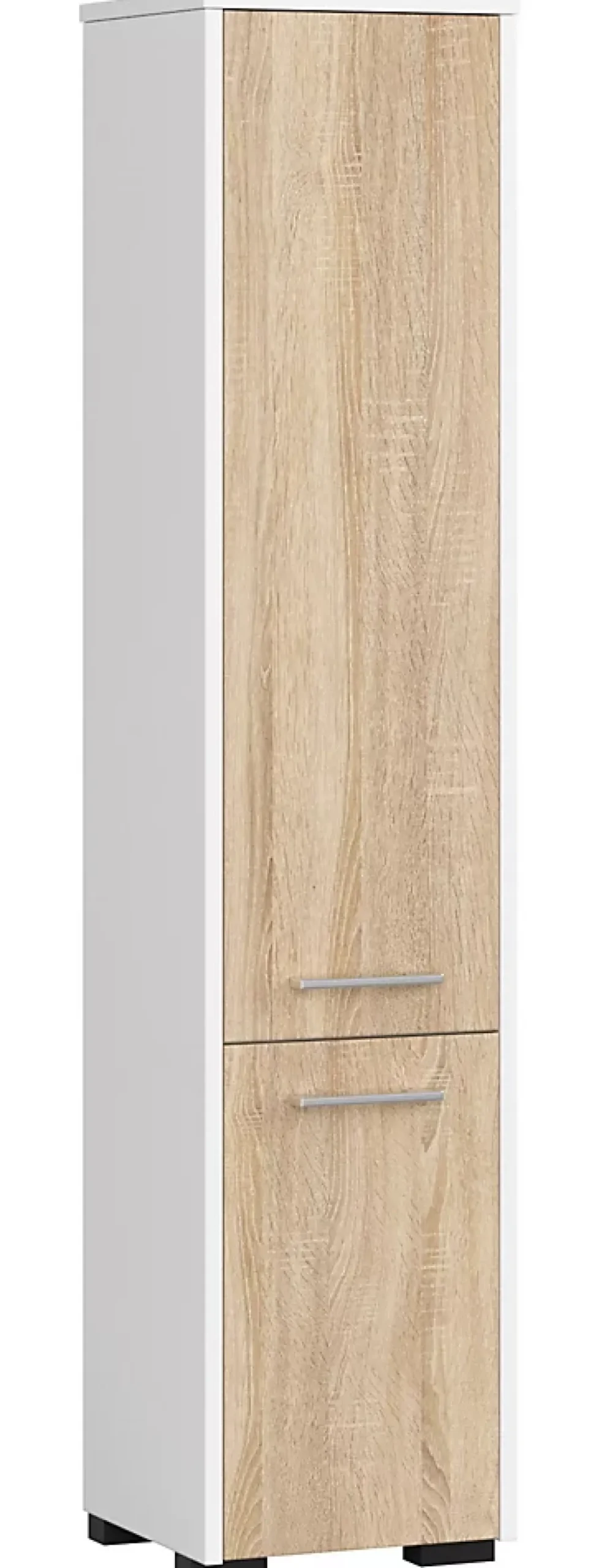 Akord Furniture Factory Colonne salle de bains AKORD FIN Blanche 30 cm 2 portes façade Chêne Sonoma 5 étagères 30x30x140 cm