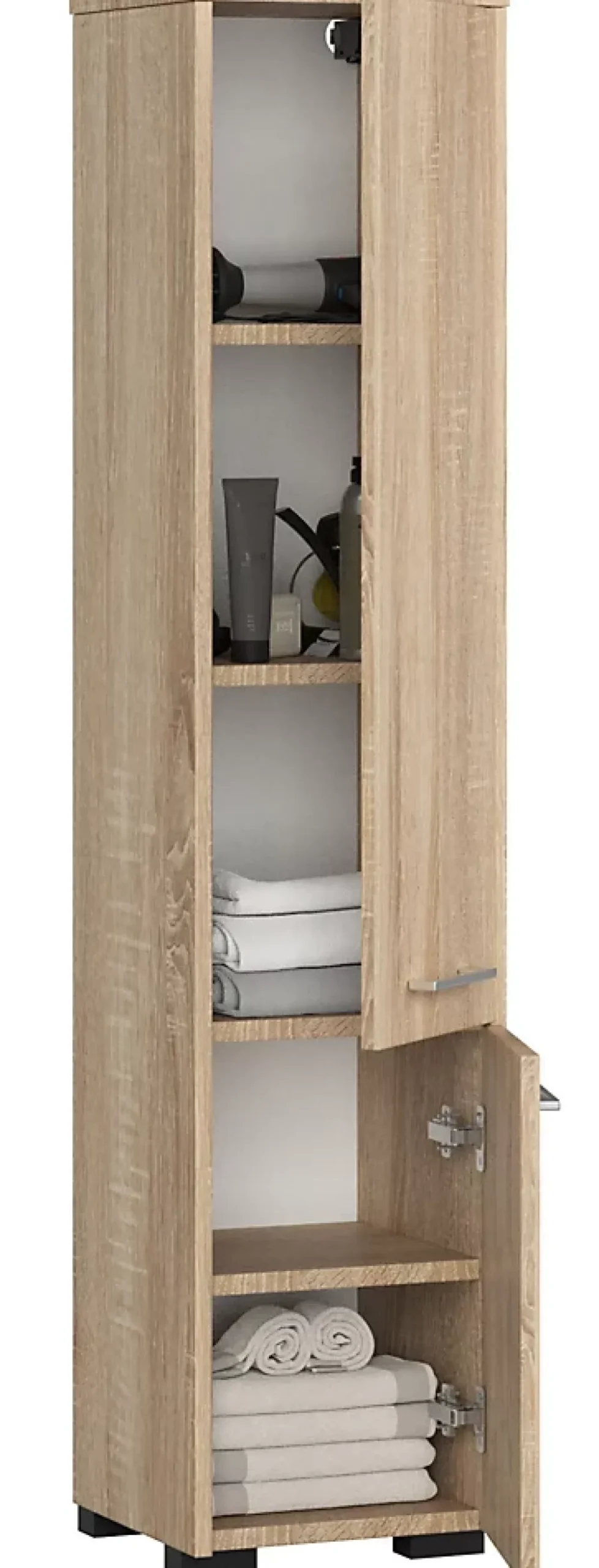 Colonne De Salle De Bains|Akord Furniture Factory Colonne salle de bains AKORD FIN Chêne Sonoma 30 cm 2 portes façade Chêne Sonoma 5 étagères 30x30x140 cm