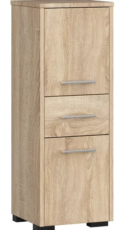 Meuble De Salle De Bains Faible Profondeur|Armoire De Salle De Bains|Akord Furniture Factory Colonne salle de bains AKORD FIN Chêne Sonoma 30 cm 2 portes 1 tiroir façade Chêne Sonoma 3 étagères 30x30x85 cm