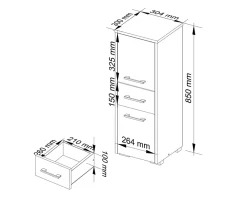 Meuble De Salle De Bains Faible Profondeur|Armoire De Salle De Bains|Akord Furniture Factory Colonne salle de bains AKORD FIN Chêne Sonoma 30 cm 2 portes 1 tiroir façade Chêne Sonoma 3 étagères 30x30x85 cm
