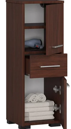 Meuble De Salle De Bains Faible Profondeur|Akord Furniture Factory Colonne salle de bains AKORD FIN Wengé 30 cm 2 portes 1 tiroir façade Wengé 3 étagères 30x30x85 cm