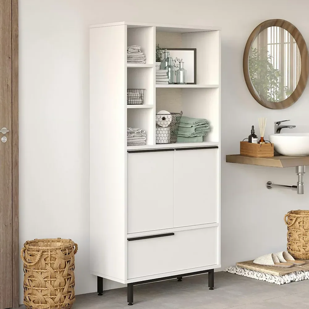 Pier Import Colonne salle de bains blanche 3 portes 5 niches JENA