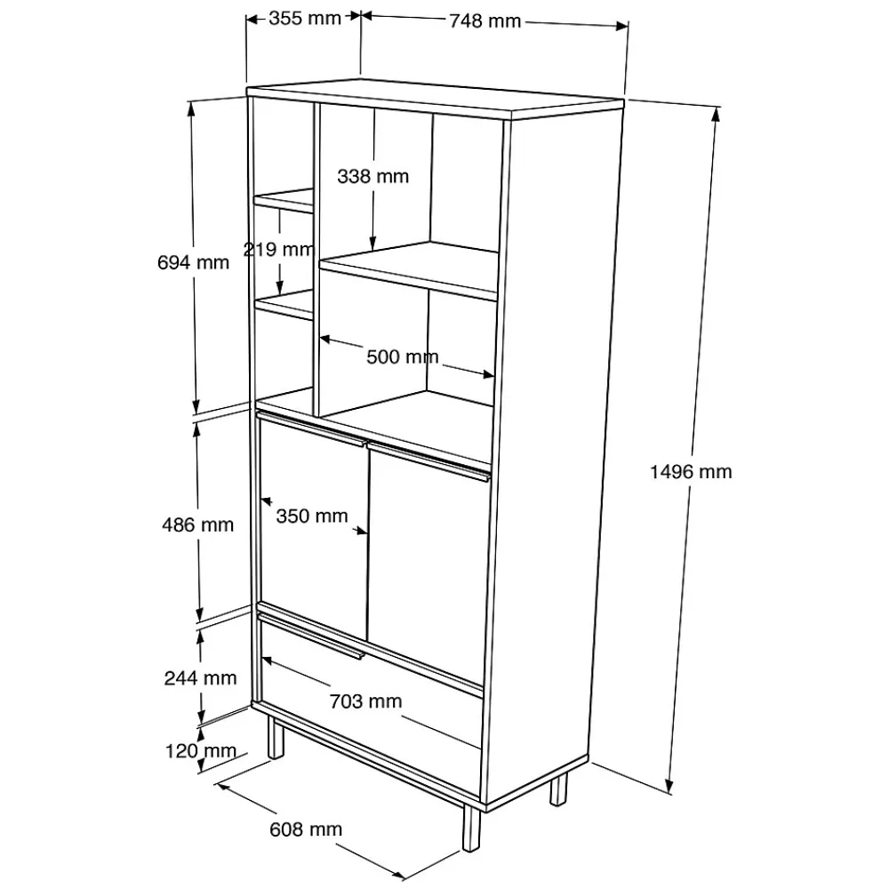Pier Import Colonne salle de bains blanche 3 portes 5 niches JENA