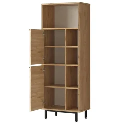 Pier Import Colonne salle de bains moderne effet bois 2 portes JENA