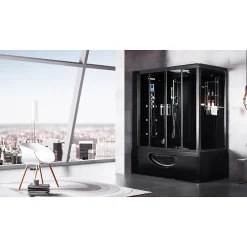 Archipel Combi Balneo douche Hammam CBH BLACK 179x97 - GAUCHE