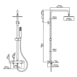 Colonne De Douche Thermostatique|Cuisibane Combiné de douche et douchette SQUARE - Doré