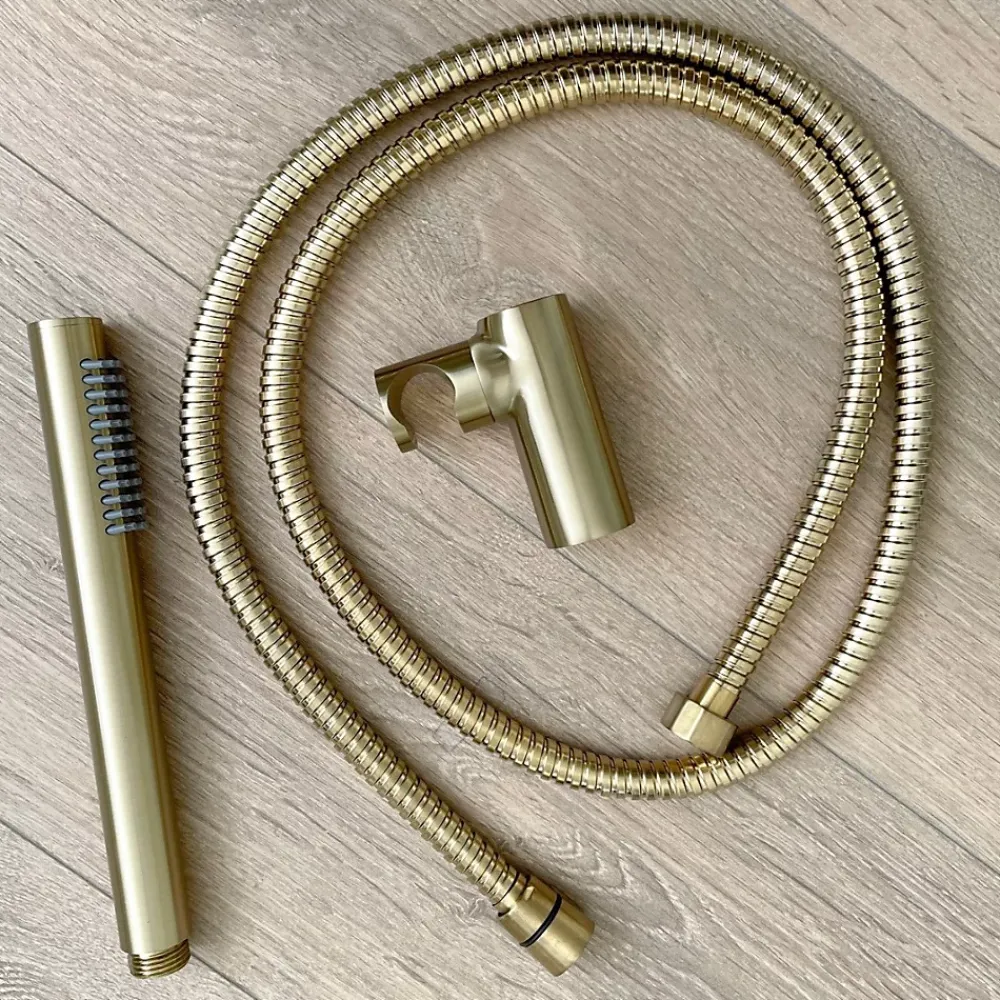 Essebagno Combiné support de douche or brossé 3 pièces Luisa