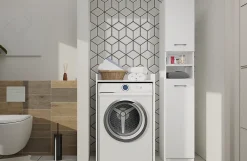 Topeshop COMO - Meuble de rangement pour machine à laver - Meuble SDB - 64x50x97.5 cm - Buanderie