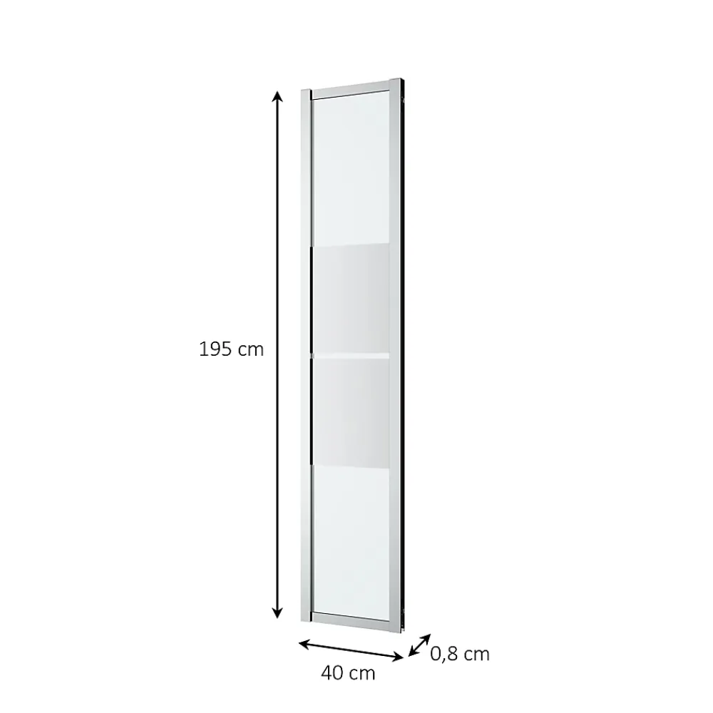 GoodHome Complément d'ouverture l.40 x H.195 cm, bandes miroir, profilés alu chrome, Ledava