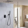Colonne De Douche Encastrable|Artisse Composition de douche Ciel de pluie 400x400 mm noir mat led, thermostatique, Secax
