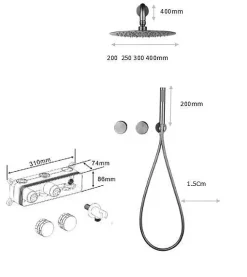 Robinet De Douche|Hudor Composition de douche SC64 en laiton gun black collection Permesse
