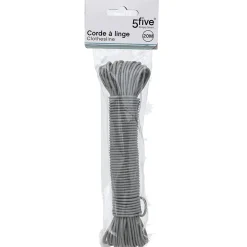 Etendoir À Linge|5Five Corde à linge L. 20 m gris intérieur et extérieur