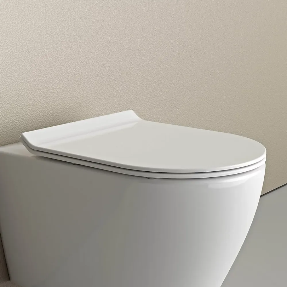 Bernstein Couvercle / Lunette de WC plat Siège de WC Duroplast Couvercle frein de chute - 46,4x36,4x4,9cm - U2019