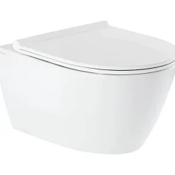 Sanindusa Cuvette de WC céramique traditionnelle suspendue système d'hygiène sans bride Rimflush 56 Sanlife blanc mate texturé
