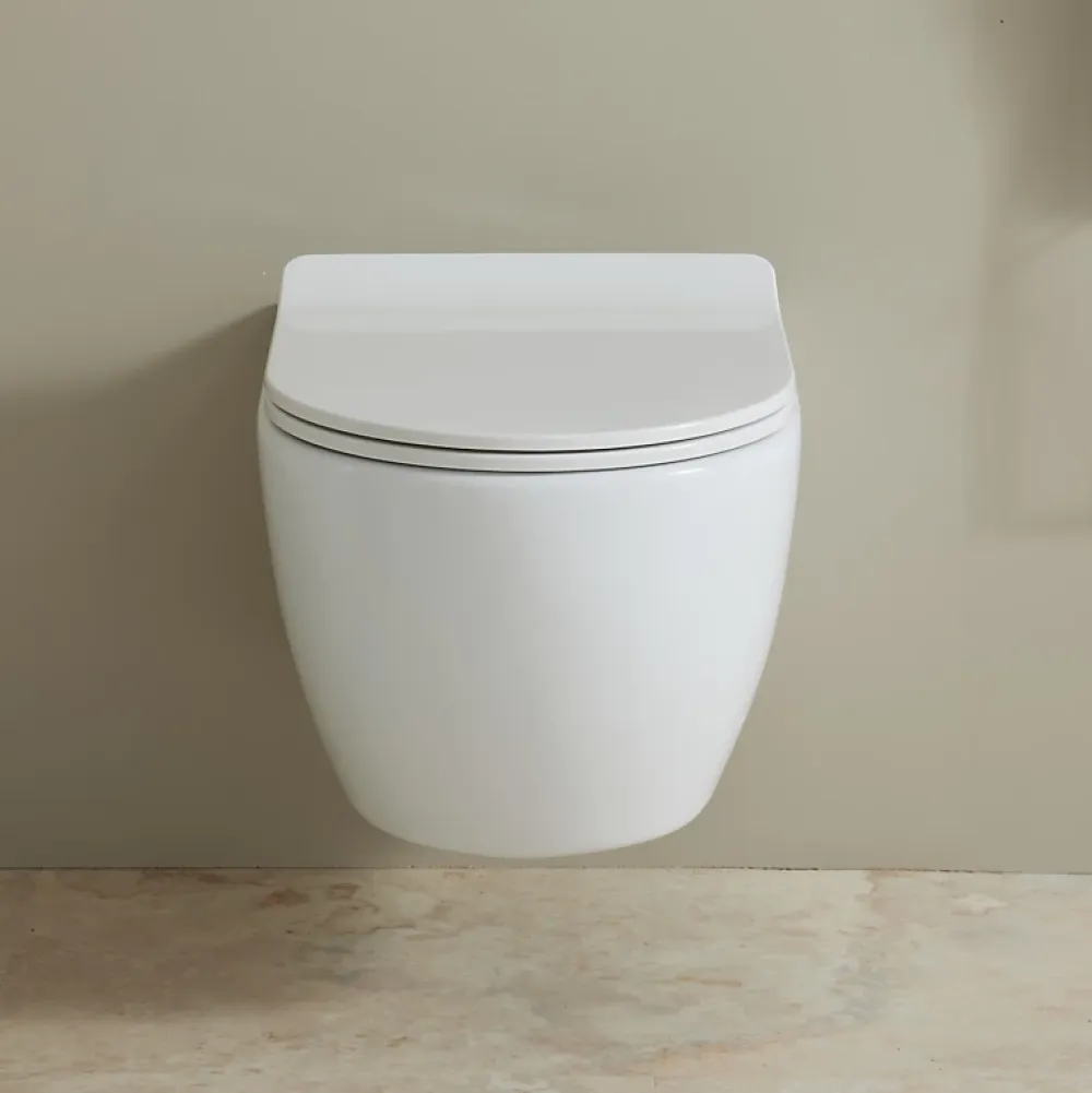 Wc Suspendu|Planète Bain Cuvette suspendue sans bride avec abattant slim - Ceres