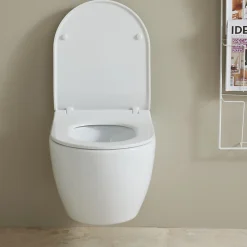 Wc Suspendu|Planète Bain Cuvette suspendue sans bride avec abattant slim - Ceres