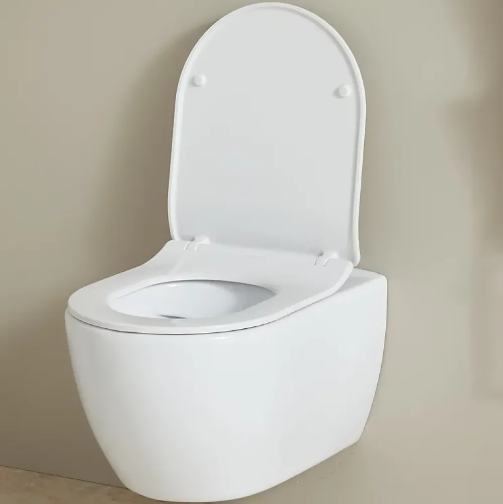 Wc Suspendu|Planète Bain Cuvette suspendue sans bride avec abattant slim - Ceres