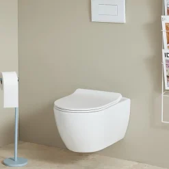 Wc Suspendu|Planète Bain Cuvette suspendue sans bride avec abattant slim - Ceres