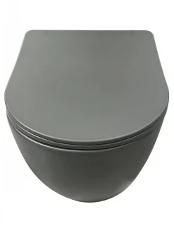 Sanitaire Cuvette suspendue sans bride KELOS Flush Gris Foncé avec abattant