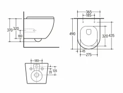 Sanitaire Cuvette suspendue sans bride KELOS Flush Gris Foncé avec abattant