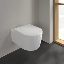 Villeroy & Boch Cuvette WC suspendu en céramique blanche et abattant fermeture ralentie Exclusive,