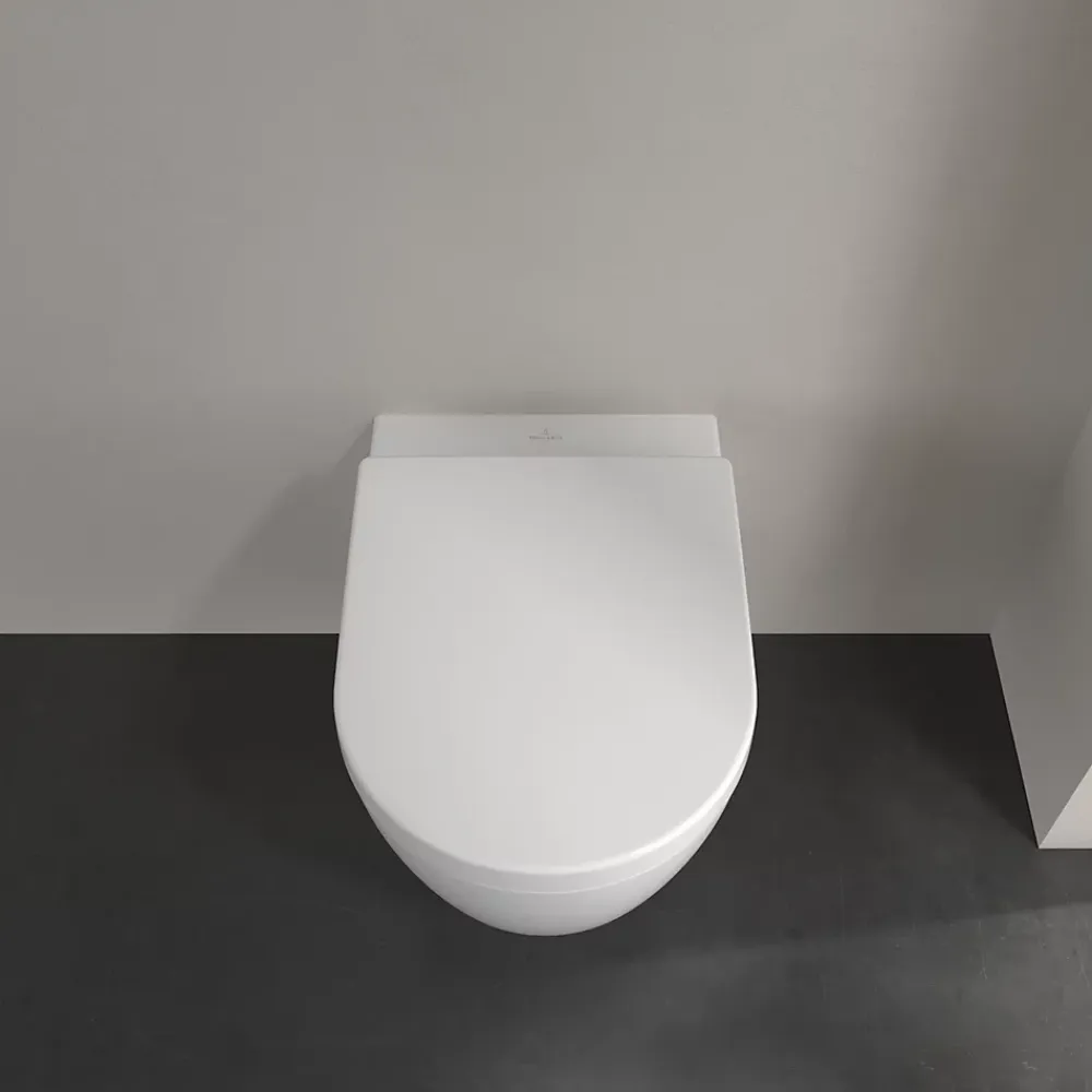 Villeroy & Boch Cuvette WC suspendu en céramique blanche et abattant fermeture ralentie Exclusive,