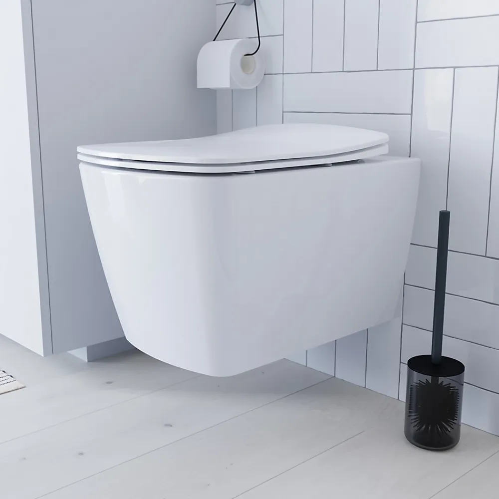 GoodHome Cuvette WC suspendu en céramique, l.36 x H.35,5 x P.50 cm, blanc, Levanna
