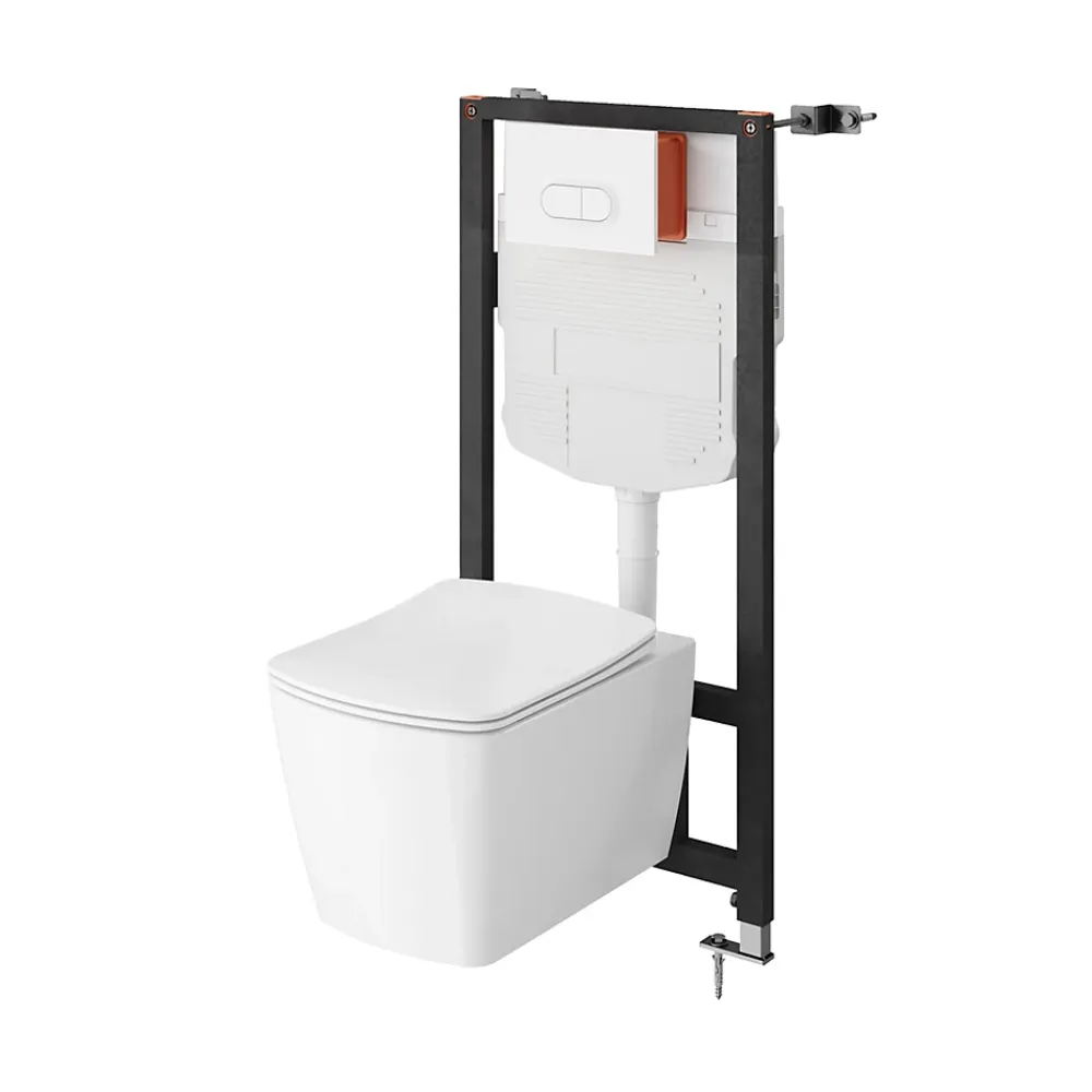 GoodHome Cuvette WC suspendu en céramique, l.36 x H.35,5 x P.50 cm, blanc, Levanna