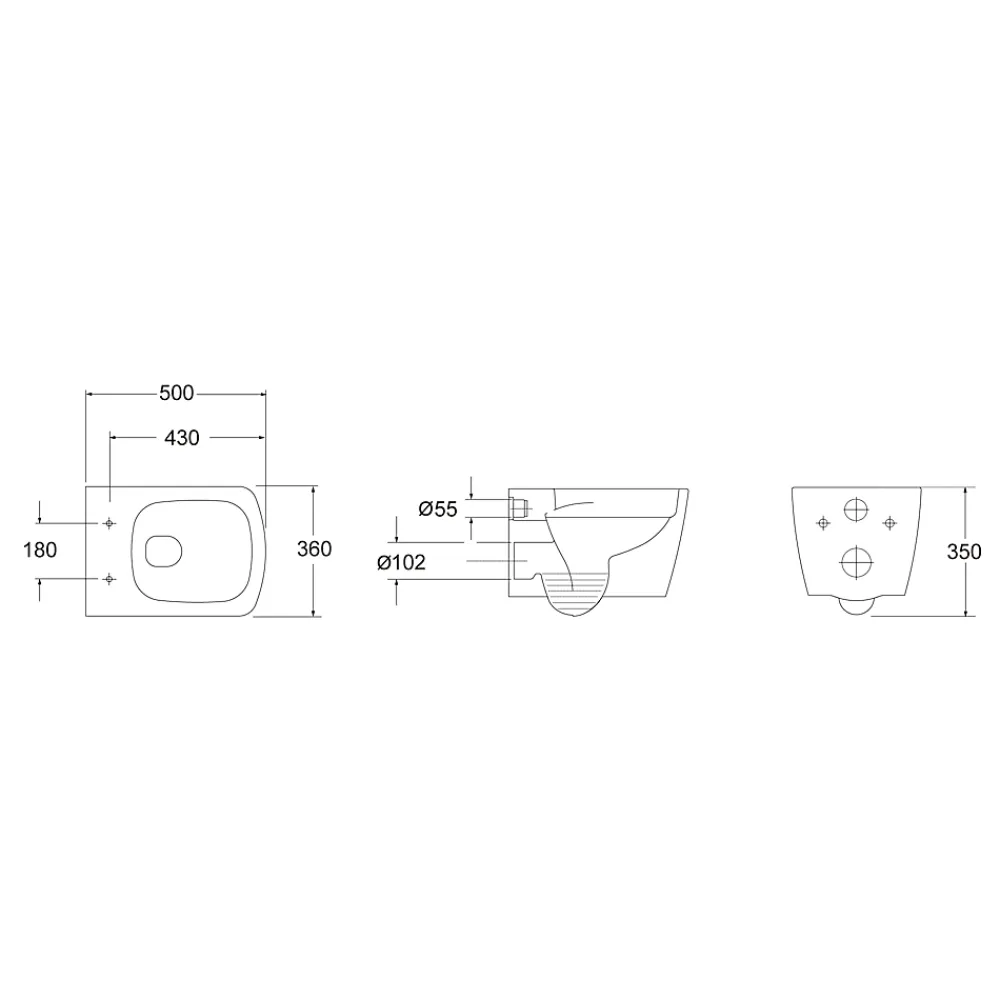 GoodHome Cuvette WC suspendu en céramique, l.36 x H.35,5 x P.50 cm, blanc, Levanna