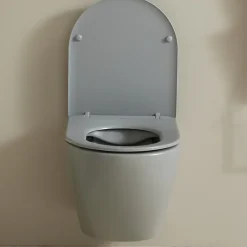 Planète Bain Cuvette WC suspendu gain de place 49 cm sans bride gris mat - Corolla