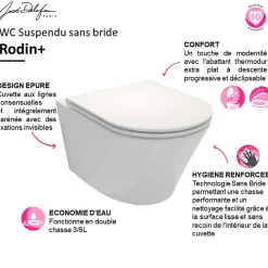 Wc Suspendu|Jacob Delafon Cuvette WC suspendu sans bride Rodin+ avec abattant