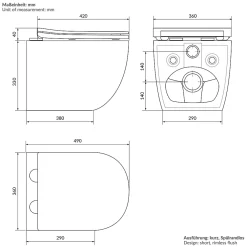 Luxebath Cuvette WC suspendu sans rebord céramique blanc abattant softclose nano revêt