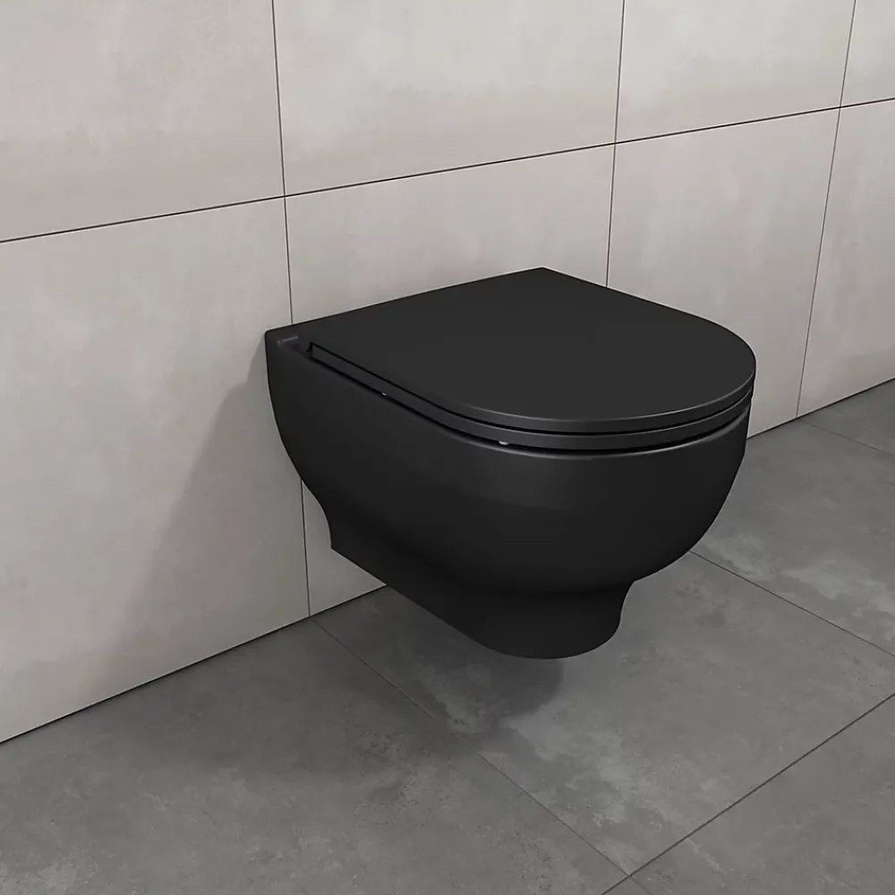 GoodHome Cuvette WC suspendu sans bride Cavally coloris noir