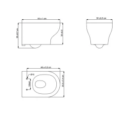 Wc Suspendu|GoodHome Cuvette WC suspendue sans bride avec abattant déclipsable et frein de chute, sortie horizontale, blanc, effet Vortex, Cavally
