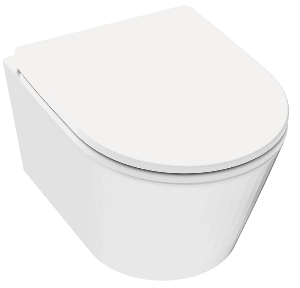 Wc Suspendu|Siamp Cuvette WC suspendue sans bride avec abattant déclipsable et frein de chute