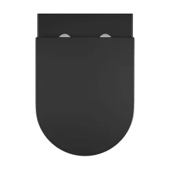 Wc Suspendu|GoodHome Cuvette WC suspendue sans bride avec abattant déclipsable et frein de chute, sortie horizontale, noir, effet Vortex, Cavally