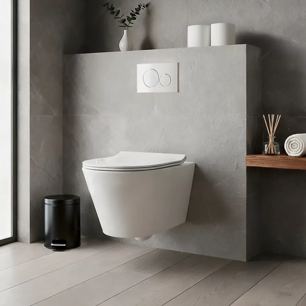 Wc Suspendu|GoodHome Cuvette WC suspendue sans bride, effet Vortex, Fuerte