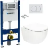 Wc Suspendu|Geberit Delta Pack WC Bâti support Duofix 112 cm + WC SAT Tornado sans bride + Abattant SoftClose + Plaque blanche (TORNADOGEB3)