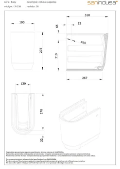 Sanindusa Demi colonne cache siphon pour lavabo céramique traditionnelle suspendue Easy blanc