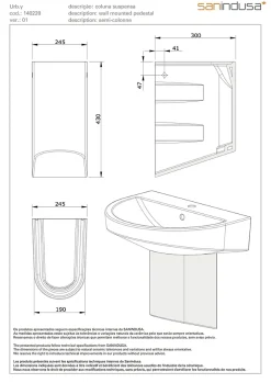 Lavabo|Sanindusa Demi Colonne pour lavabo UrbY blanche compatible avec lavabo UrbY