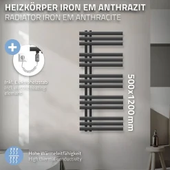 Luxebath Design Radiateur sèche-serviettes Iron EM Electric 1200W