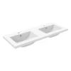 Plan Double Vasque|AICA Sanitaire Double lavabo blanc 120x46.5x17.5 cm, Lavabo rectangulaire en marbre artificiel,