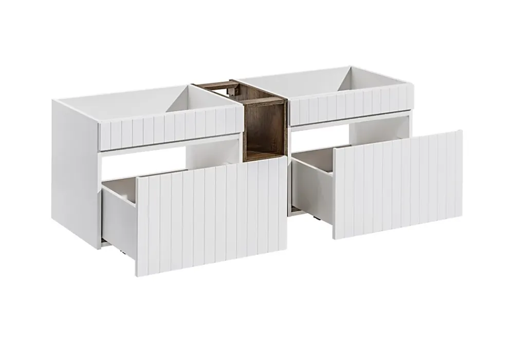 Furnidea Double meuble sous vasque ICONIC blanc 140 cm avec l'etension chêne Santa Fe
