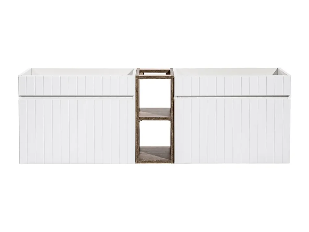 Furnidea Double meuble sous vasque ICONIC blanc 140 cm avec l'etension chêne Santa Fe