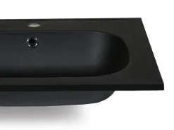 Vente-unique Double vasque à encastrer en résine effet pierre - Noir - L120 x l46 cm - ATIWA