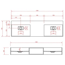 Lavabo|Bernstein Double vasque murale 150x45x20cm en fonte minérale - blanc mat - TWG235