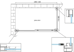 Porte De Douche|Laneri Douche de 6 mm avec un paroi fixe laterale et une porte coulissante - 77,5-80 fixe x 125-130 coulissante