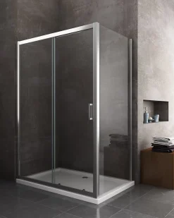 Porte De Douche|Laneri Douche de 6 mm avec un paroi fixe laterale et une porte coulissante - 77,5-80 fixe x 105-110 coulissante