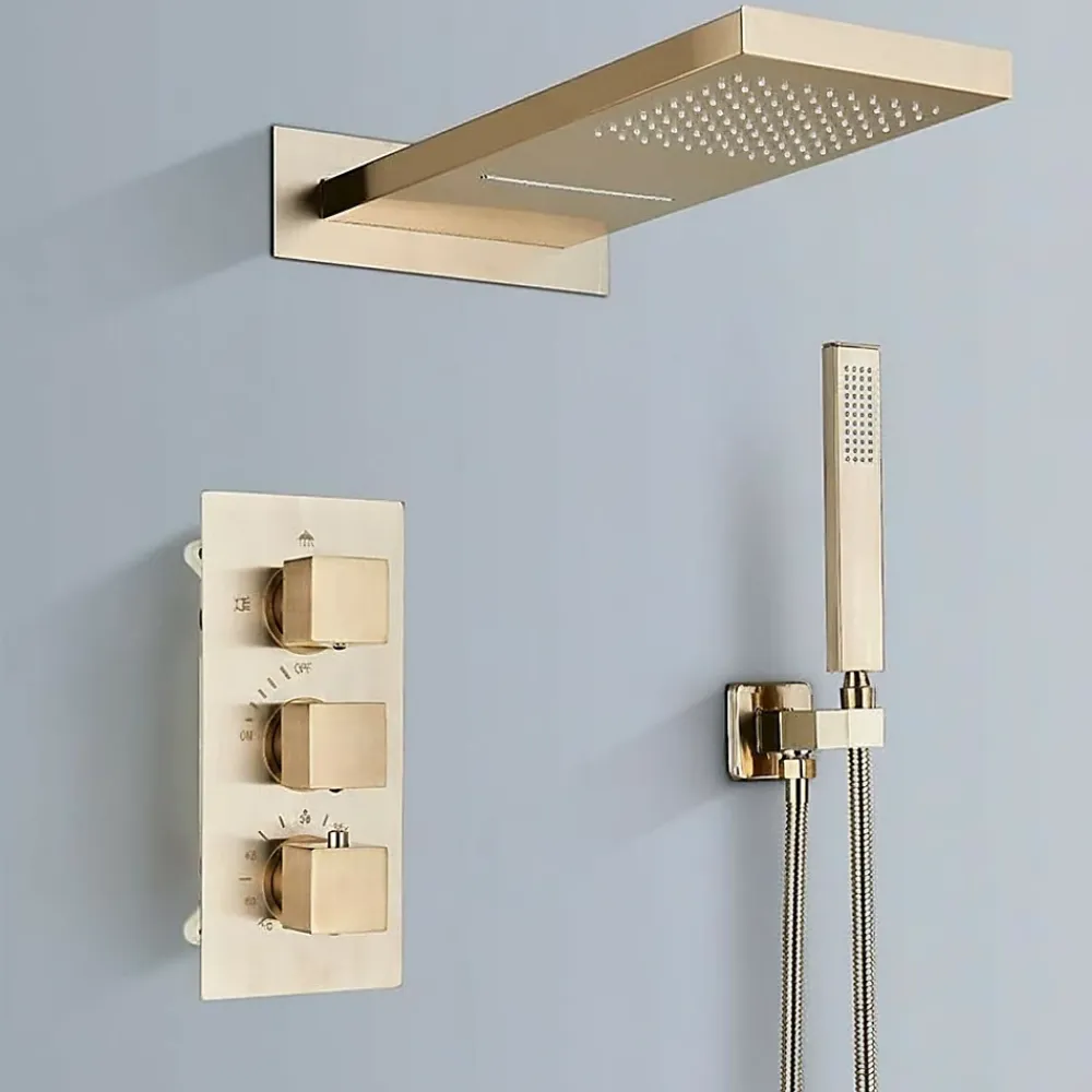 Signature Douche Luxe Encastrée dorée en laiton